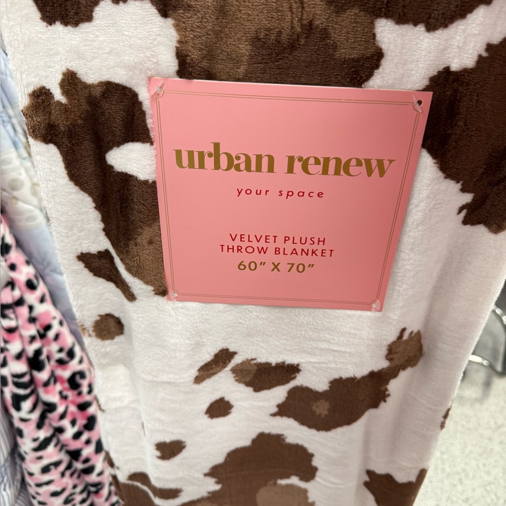 Cow print Plush Throw with Brown and Black